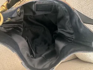 Vintage Coach Hamptons Blue Leather & Jacquard Signature Studded Hobo Shoulder bag. thumbnail 5
