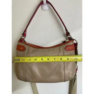 coach medium w adjustable strap tan pink leather c thumbnail 4