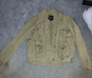 Madewell Olive Green linen blend cargo Jacket thumbnail 6