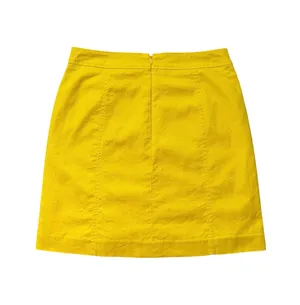 LOFT Sz 2 Sunny Yellow Button Front Utility Mini Skirt Pockets Cotton Blend thumbnail 3