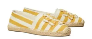 TORY BURCH Fray Stripe Espadrille Flat In Citrus, Size 11, NWOT thumbnail 1
