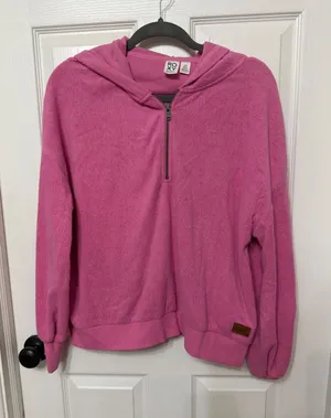 Roxy Womens Pink Quarter Zip Fleece Hoodie Sweatshirt Size‎ Large ERJFT04561 thumbnail 1