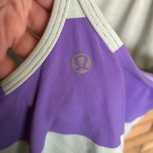 Lululemon Power Y Tank Luon Light Bold Stripe Power Purple With Pads Size 6 thumbnail 5