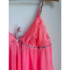 VICTORIA'S SECRET Neon Pink Sheer Flyaway Lingerie Babydoll Cami Womens Large thumbnail 3