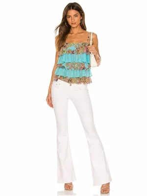 Boho Ruffle Cami Top 70s Psychedelic 90s Boho Y2K Groovy Festival Style thumbnail 2