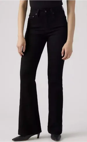 New Levi's 27x34 Premium 726 High Rise Flare Women's Jeans Midnight Gaze Black thumbnail 1