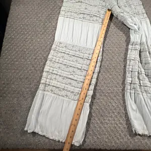 Made in Italy Lace Tiered Wide Leg Pants Womens M L Gray Boho Ruffle Crinkle thumbnail 7