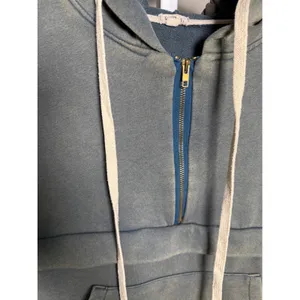 POL Washed Half-Zip Hoodie Kangaroo Pocket S Teal Boho Lounge Cozy‎ thumbnail 4