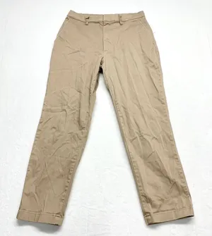 Uniqlo Slim Fit Chino Pants Womens Size S Tan Khaki Stretch Cotton‎ thumbnail 1