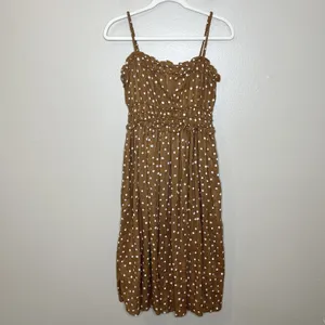 Maurice's Women's Dress S Brown Polka Dot Midi‎ Coquette Cute Spaghetti Thin Strap Wedding thumbnail 2