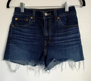 Levi's High Rise Cutoff Denim Shorts in‎ Dark Blue Wash thumbnail 1
