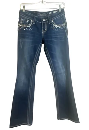 Miss Me JE5453B7R Bootcut Rhinestone Sequin Pocket Jeans thumbnail 1