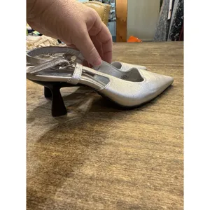 Saint G Leather Slingback Kitten Heel Cynara Silver Metallic Size 36 US 5.5 thumbnail 6