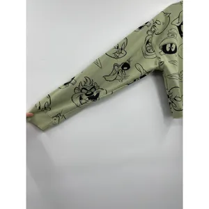 Looney Tunes Womens Bugs Bunny Daffy Duck Green Cropped Sweater Medium thumbnail 7