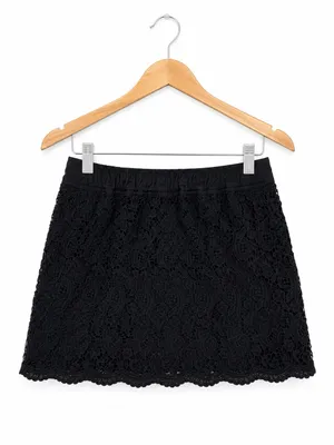 Abercrombie & Fitch Dark Blue Lace Mini Skirt thumbnail 3