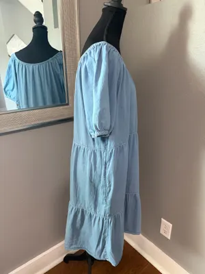 BeachLunchLounge Amie Convertible Neck Costal Cowgirl Chambray Denim Dress Large. thumbnail 5