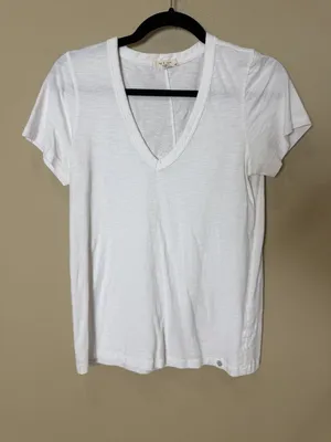 Rag & Bone Semi Sheer V Neck Short Sleeve Tee T Shirt White Size Small thumbnail 2