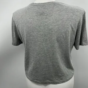 H & M gray cropped textured large short sleeve shirt thumbnail 4