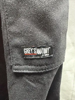 Grey's Anatomy NWT Black 5 Pocket Elastic Contrast Drawcord Scrub Pants Large thumbnail 5