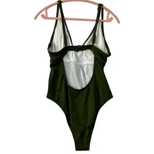 Shade and Shore One Piece Swimsuit Olive Green Side Knot Open Back‎ Size L NEW thumbnail 4