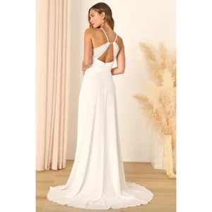 NEW Lulus Romantic Inspiration White Sleeveless Faux-Wrap Maxi Dress Size M thumbnail 3