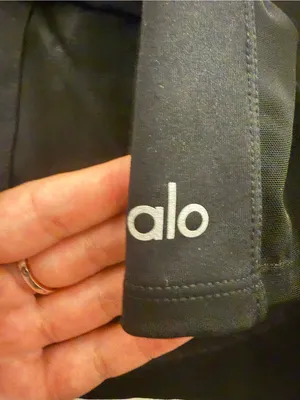 ALO Yoga Black Slim Bomber Jacket with Silver Zip thumbnail 3
