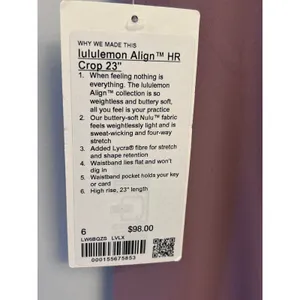 lululemon Align™ High-Rise Crop tight 23 Lavander lux size 6 new with tags thumbnail 6