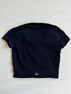 Alo Yoga Black Cropped Polo thumbnail 6