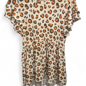 Chic Leopard Print Ruffle Sleeve Blouse Brown Size M thumbnail 1