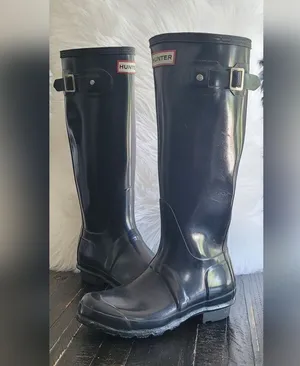 Hunter Original Black Gloss Rain Boots Women's Size 6 thumbnail 1