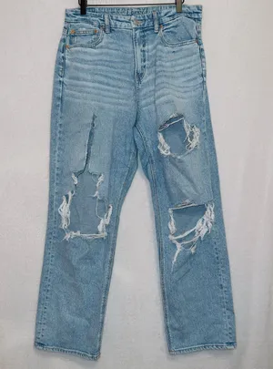Light Wash Stretch High Rise Curvy 90s Straight Leg Jeans thumbnail 1