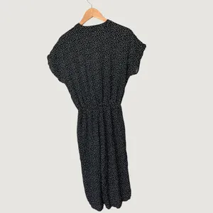 Hsquared Black Polka Dot Wide Leg Jumpsuit V-Neck Short Sleeve J3022 Womens M thumbnail 3
