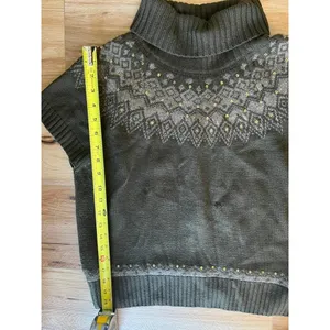 Jones New York Merino Wool Fair Isle Sequin Turtleneck Short Sleeve Sweater L thumbnail 10