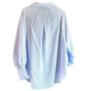 NEW Adora Oversized M Striped Shirt Lantern Sleeves‎ Blue White thumbnail 5