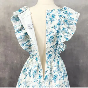 Lush Floral Eyelet Mini Dress Women Small Ruffle Cottage Romantic‎ Coquette thumbnail 7
