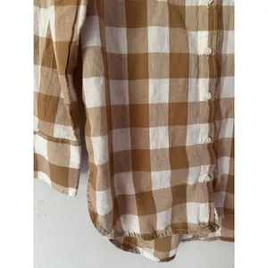Maeve Bennett Button Down Shirt Brown Buffalo Check Size XS thumbnail 6