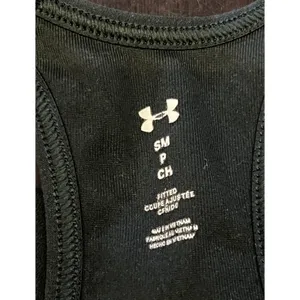 Under Armour Sports Bra Womens Small Black Print Racerback Padded Stretch thumbnail 7