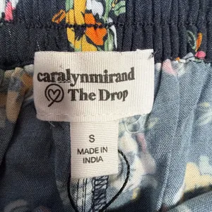 Caralyn Mirand x The Drop Navy Floral Print Wide‎ Leg Viscose Pants Small Boho thumbnail 3