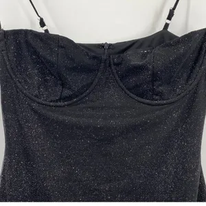 Babyboo Pixie Mini Dress Underwire Bust Glittered Adjustable Black Womens Large thumbnail 7