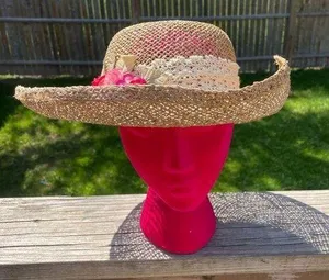 Vintage Straw Kentucky Derby Hat thumbnail 1