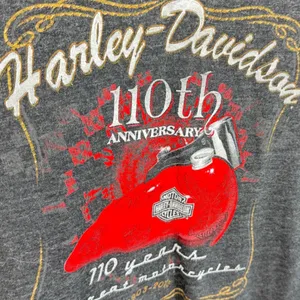 Harley-Davidson 110th Anniversary T-Shirt Womens Charcoal Grey V-Neck 2013 Tee thumbnail 3