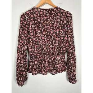 Abercrombie‎ & Fitch Womens Blouse Shirt Size M Floral Ruffle V Neck thumbnail 5