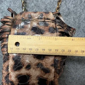 Chico's Animal Print Crossbody Bag Chain Strap Purse Faux Leather Fringe‎ thumbnail 8