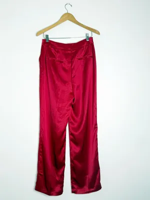House of Harlow Satin Wide Leg Pants Raspberry Pink Size 6 High Rise thumbnail 2