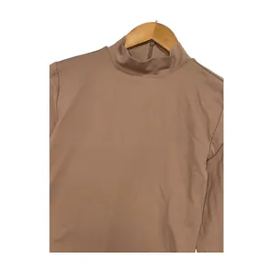 Aritzia Babaton Bodysuit Top Womens Medium Brown Mock Neck Long Sleeve Stretch thumbnail 6