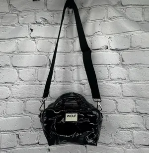 WOUF Nuit Bowling Bag Mini Tote Purse Black Adjustable Crossbody Strap Puffy thumbnail 3