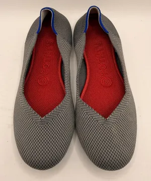 Rothy's The Flat Grey Knit Round Toe Flats Women Size 7 Blue Halo Red Insole thumbnail 1