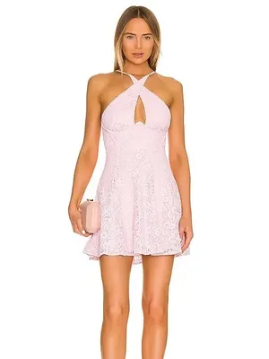 For Love & Lemons Carmela Mini Dress Lace Light Pink Large thumbnail 3
