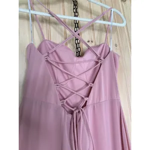 NWOT Lulus Priela Pink Ruffled Lace-Up Maxi Dress Holiday Party Bridesmaid Sz L thumbnail 7