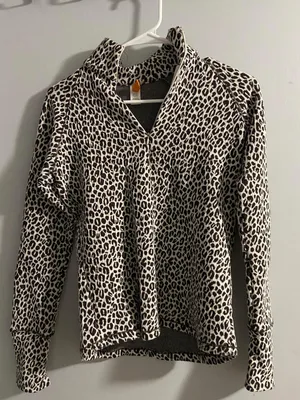 Lucy Cheetah Print Workout Quarter Zip Multi Size M thumbnail 1